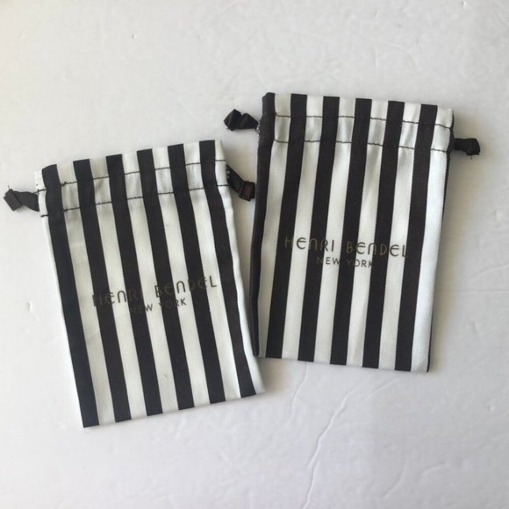 2 pc Henri Bendel Small Dust Bags 4.5" x 6" Travel Storage Drawstring Logo